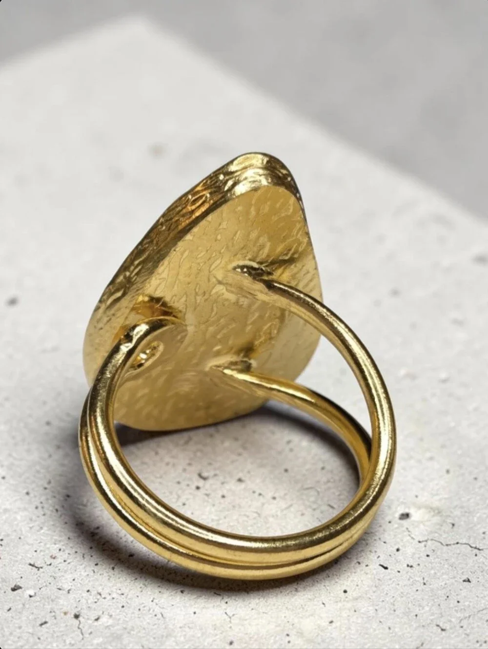 Best 22k Gold Plated Teardrop Genuine Rainbow Flash Labradorite Statement Ring